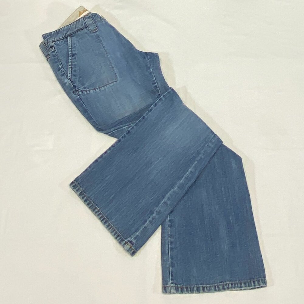 Arizona Jean Co Patch Pocket Flare Jeans 9 Medium Wash Retro 70s Style Denim - Picture 8 of 13